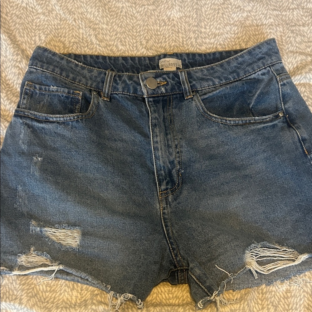 Distressed Blue Jean Shorts